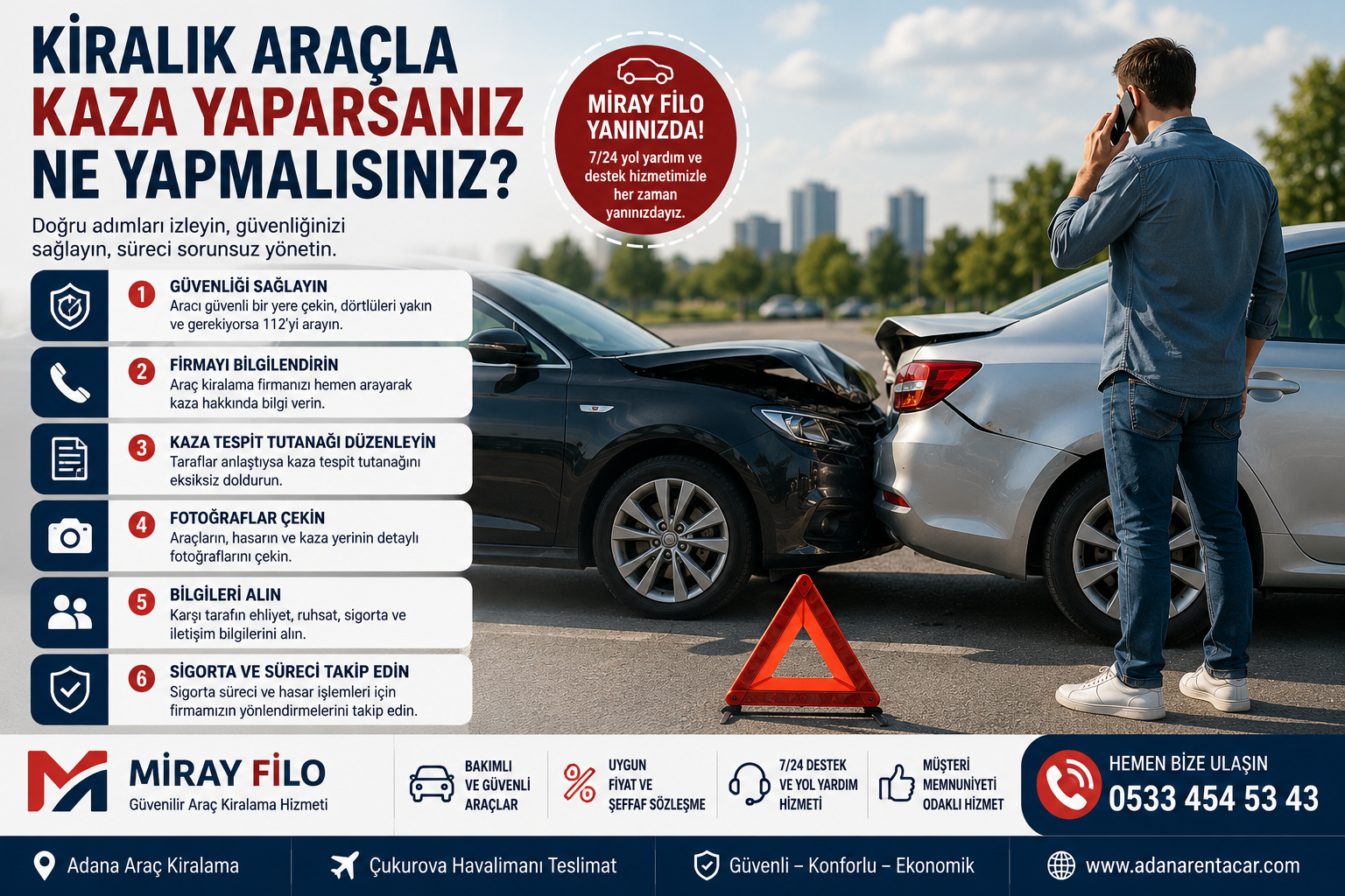 Kiralık Araçla Kaza Yaparsanız Ne Yapmalısınız? 2026 Güncel Rehber | Miray Filo
