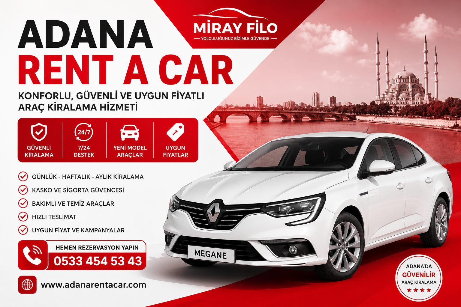 Adana Rent A Car Hizmetleri ile Konforlu ve Özgür Yolculuk