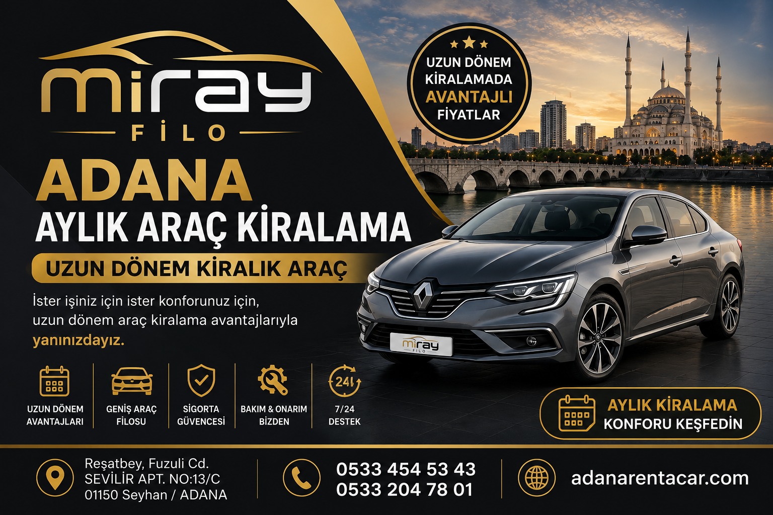 Adana Aylık Araç Kiralama | Uzun Dönem Kiralık Araç