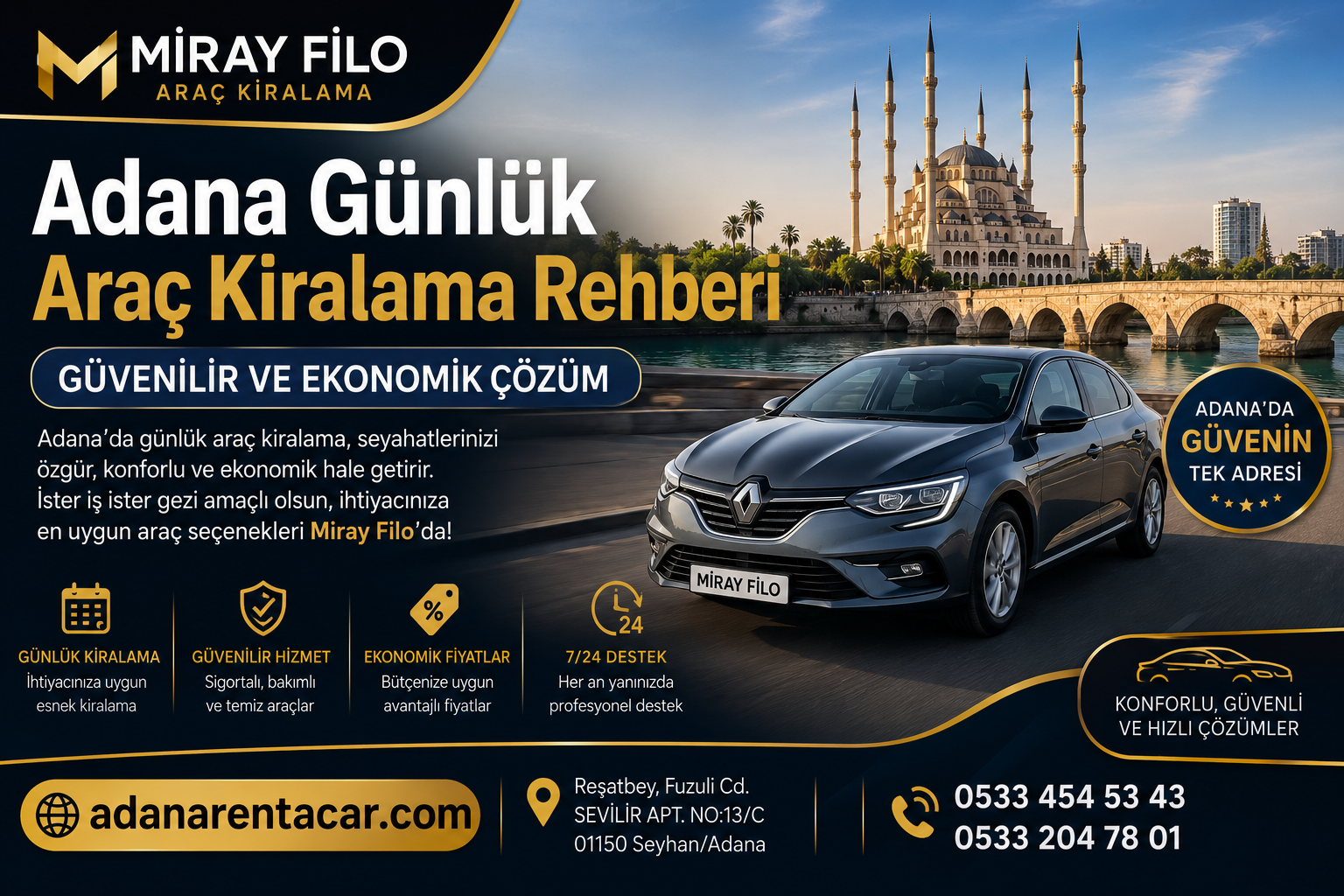 Adana Günlük Araç Kiralama Rehberi | Güvenilir ve Ekonomik Çözüm