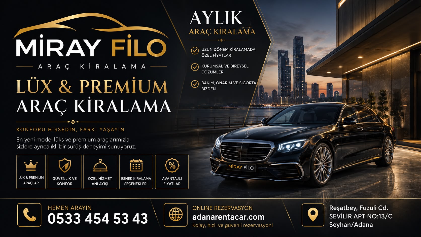 Lüks Araç Kiralama | Adana Premium & VIP Araç Kiralama - Miray Filo